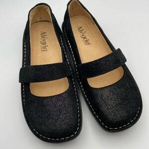Alegria Black Glitter Sparkle Mary Jane Shoes